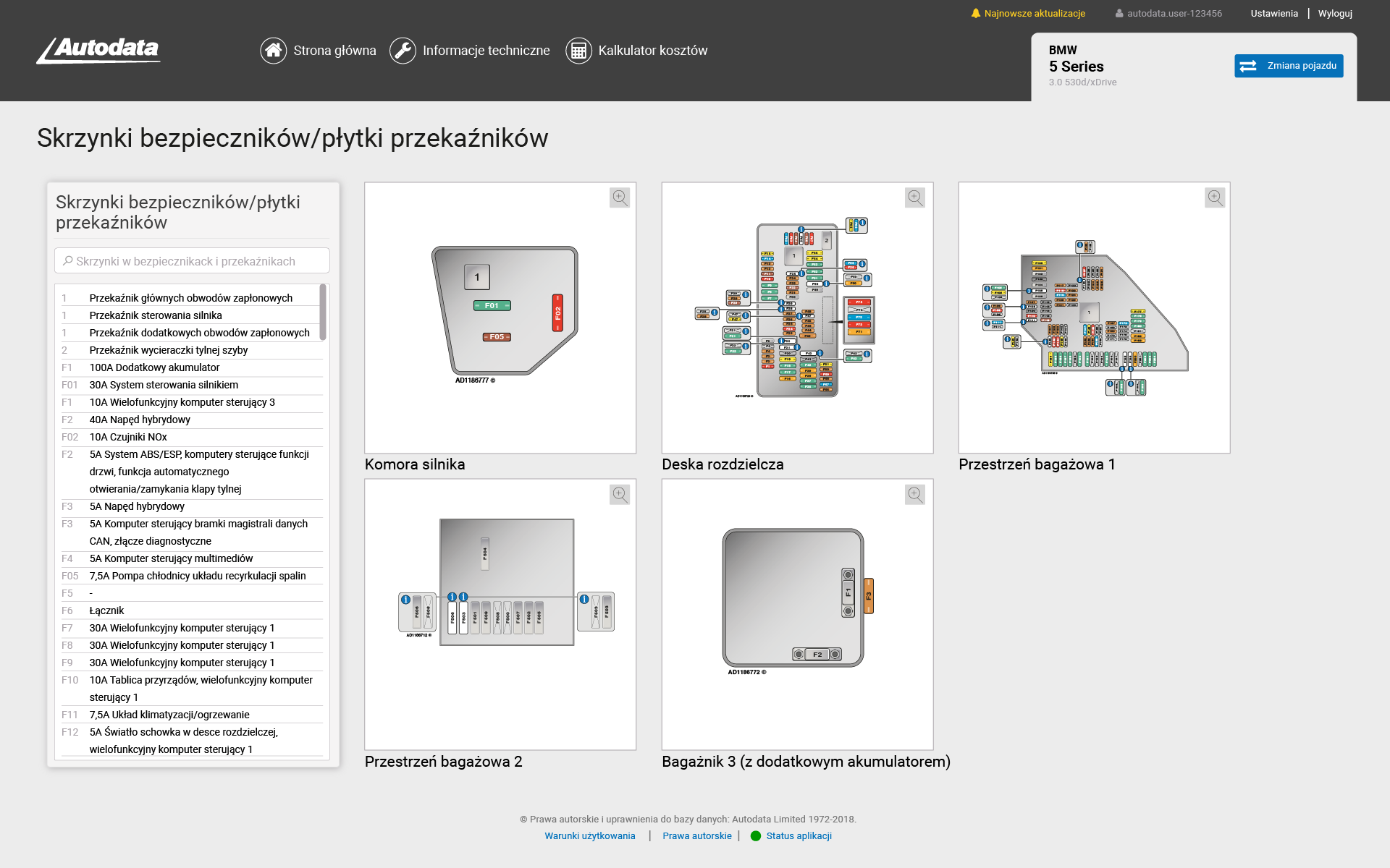 Fuse & relays screenshot - Polish - Autodata Group UK