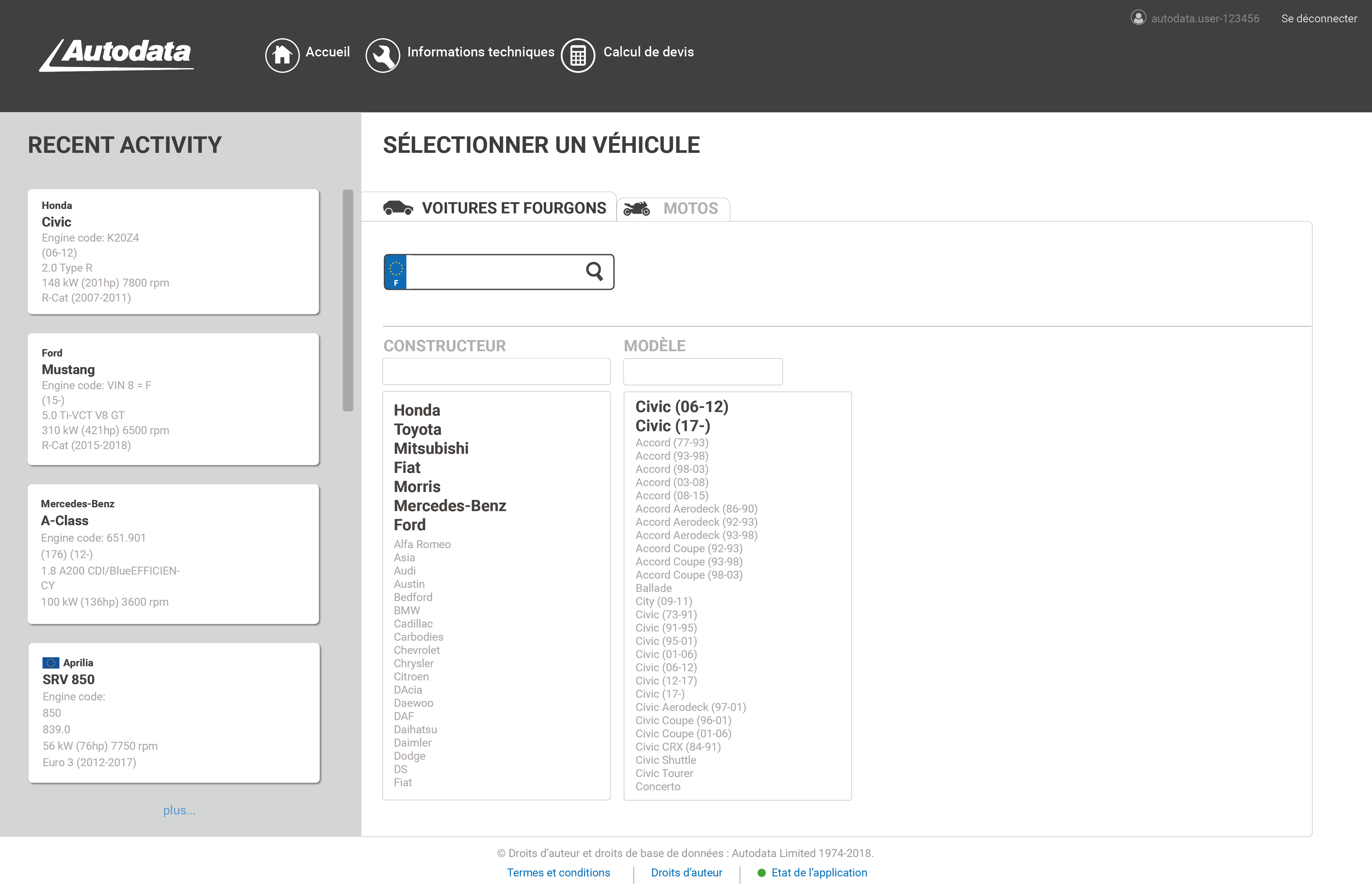 VRM search screenshot French Autodata Group UK